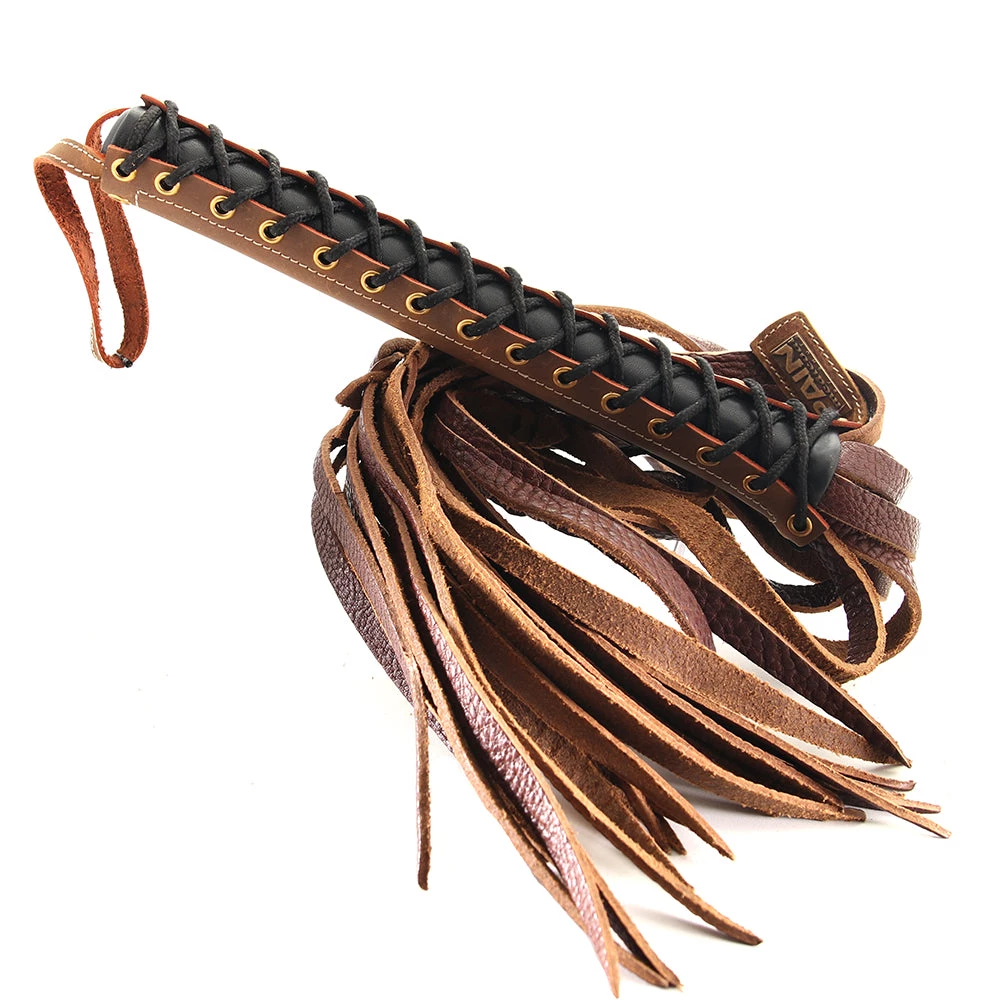 Shots Toys Pain Medieval 34 Inch Slim Tailed Leather Flogger - Image 4